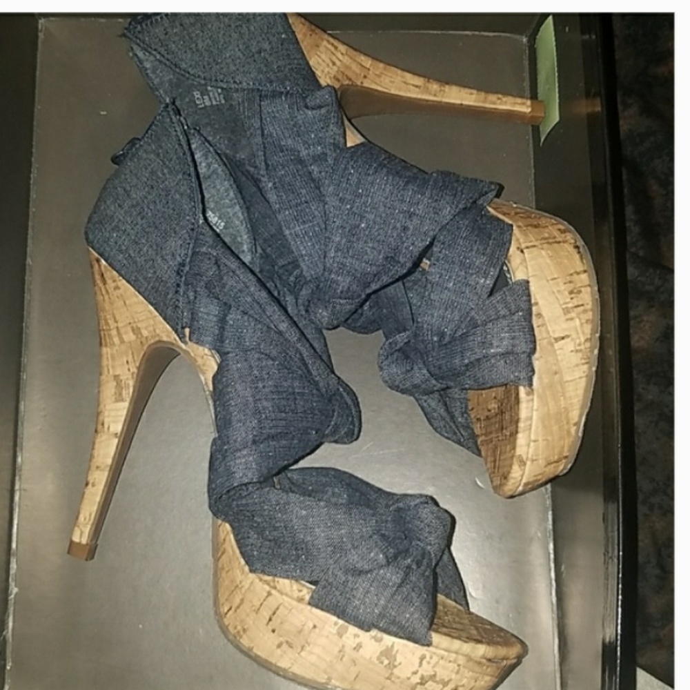 Kim Kardashian Denim Open Toe Heel